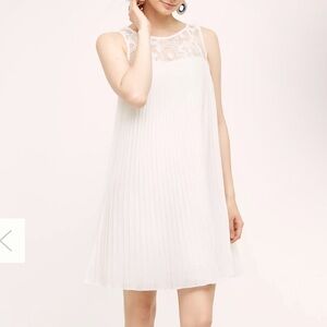 Anthropologie Bex Swing Dress Kas New York White Sleeveless Pleated Dress
